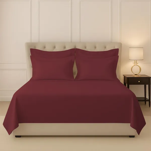 Cotton_Solid_Brick_Red_Super_King_Flat_Bedsheet