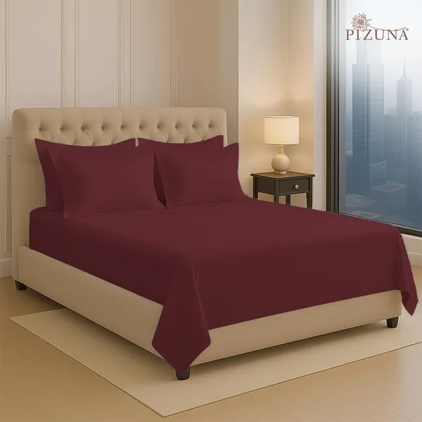 Cotton_Solid_Brick_Red_Super_King_Flat_Bedsheet