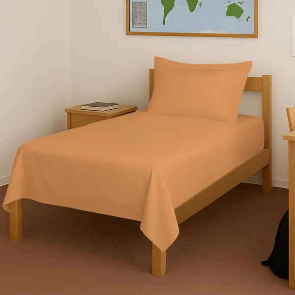 Pizuna_Cotton_Solid_Apricot_Orange_Single_Flat_Bedsheet