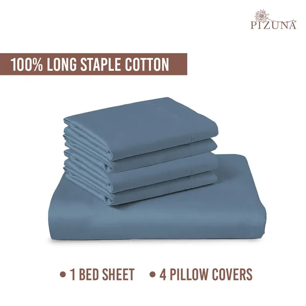 Cotton_Solid_Dusty_Blue_Super_King_Flat_Bedsheet_With_Pillow_Covers