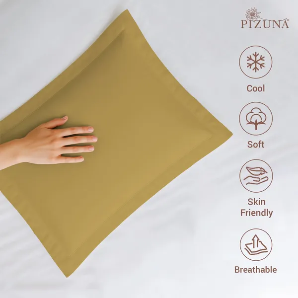 Pizuna_Cotton_Solid_Mustard_Gold_Pillow_Cover_Set_Of_2