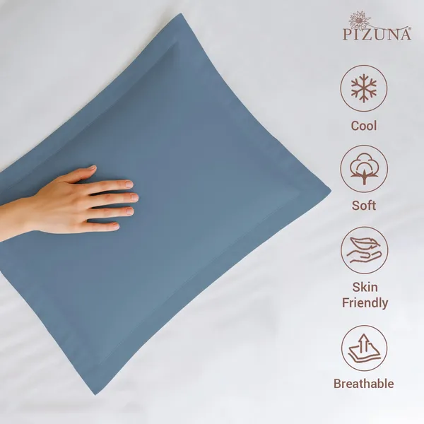 Pizuna_100%_Cotton_Solid_Dusty_Blue_Pillow_Cover_Set_Of_2