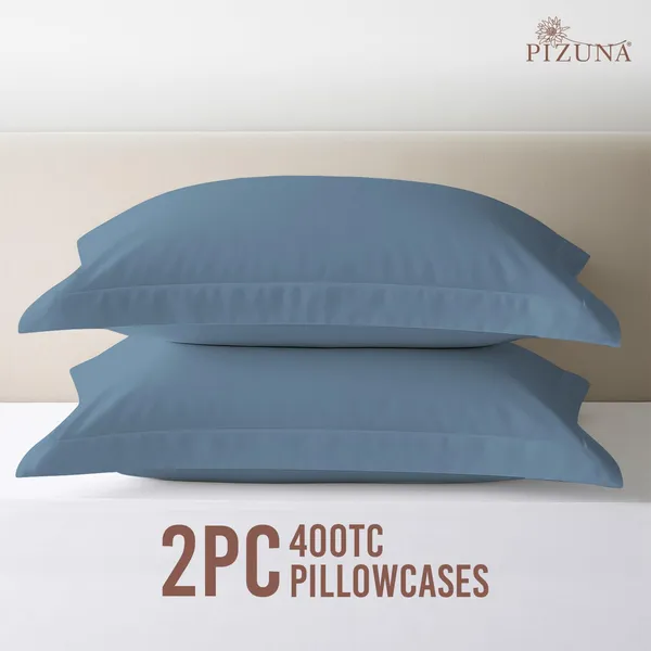 Pizuna_100%_Cotton_Solid_Dusty_Blue_Pillow_Cover_Set_Of_2