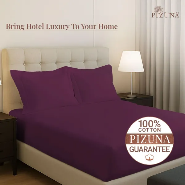 Pizuna_100%_Cotton_Solid_Berry_Plum_King_Fitted_Bedsheet