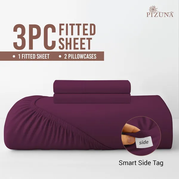 Pizuna_100%_Cotton_Solid_Berry_Plum_King_Fitted_Bedsheet