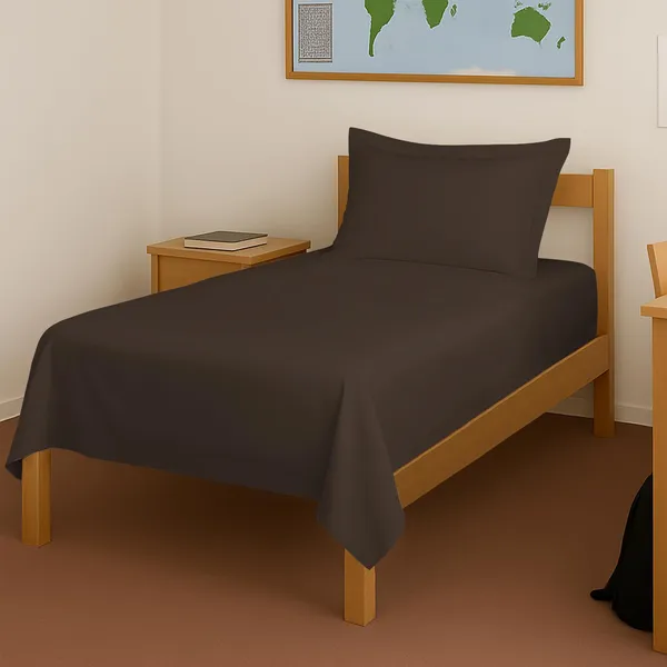 Cotton_Solid_Dark_Brown_Single_Flat_Bedsheet