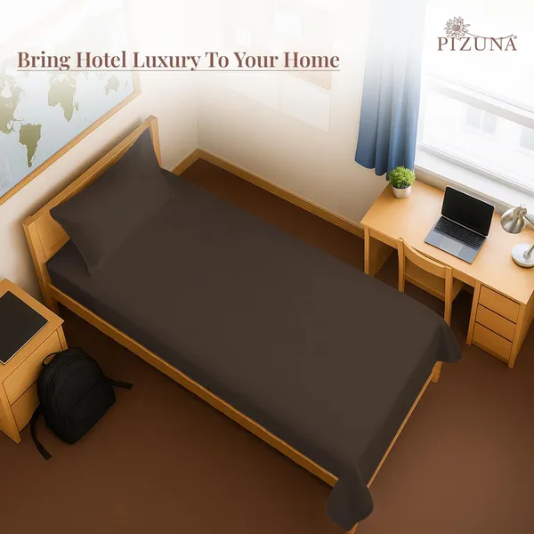 Cotton_Solid_Dark_Brown_Single_Flat_Bedsheet