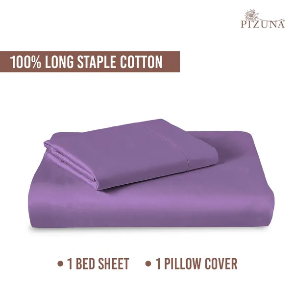 Pizuna_Cotton_Solid_Purple_Single_Flat_Bedsheet_With_Pillow_Cover