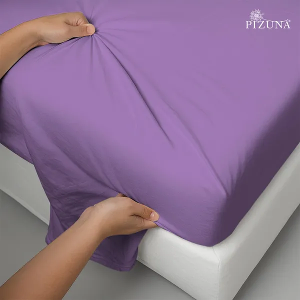Pizuna_Cotton_Solid_Purple_Single_Flat_Bedsheet_With_Pillow_Cover