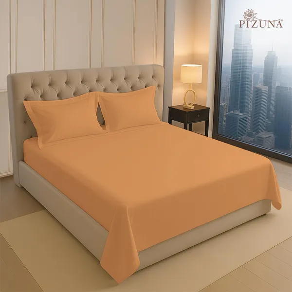 Cotton_Solid_Apricot_Orange_King_Flat_Bedsheet
