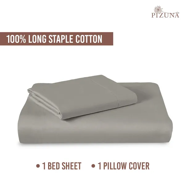 Pizuna_Cotton_Solid_Ash_Grey_Single_Flat_Bedsheet