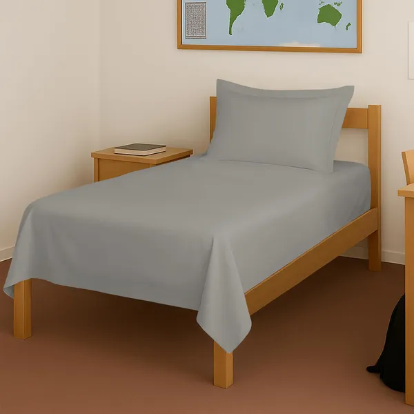 Pizuna_Cotton_Solid_Ash_Grey_Single_Flat_Bedsheet
