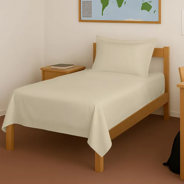Pizuna_100%_Cotton_Solid_Beige_Single_Flat_Bedsheet