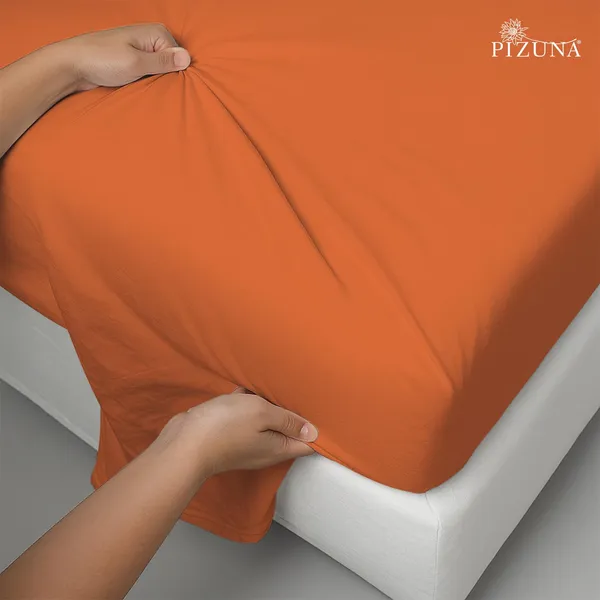 Cotton_Solid_Burnt_Orange_Single_Flat_Bedsheet_With_Pillow_Cover