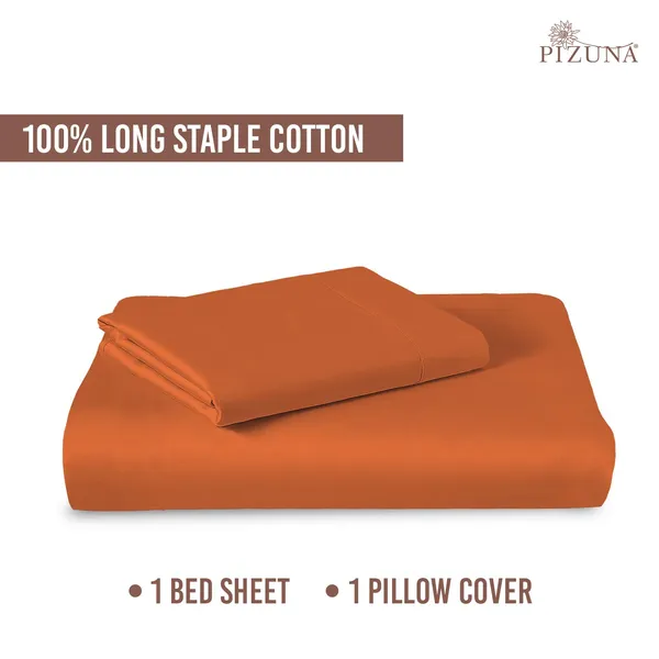Cotton_Solid_Burnt_Orange_Single_Flat_Bedsheet_With_Pillow_Cover