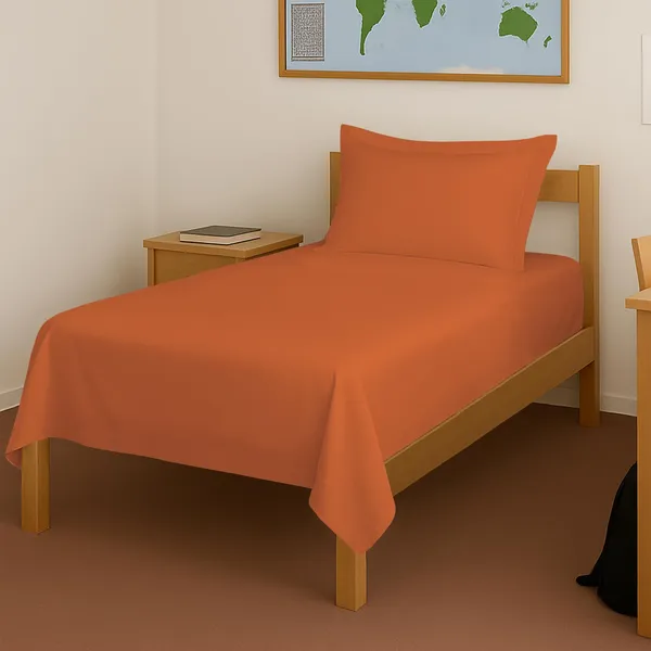Cotton_Solid_Burnt_Orange_Single_Flat_Bedsheet_With_Pillow_Cover