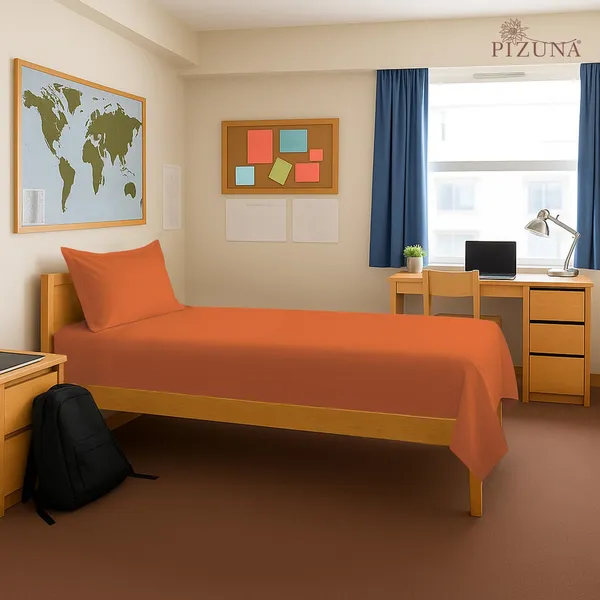 Cotton_Solid_Burnt_Orange_Single_Flat_Bedsheet_With_Pillow_Cover