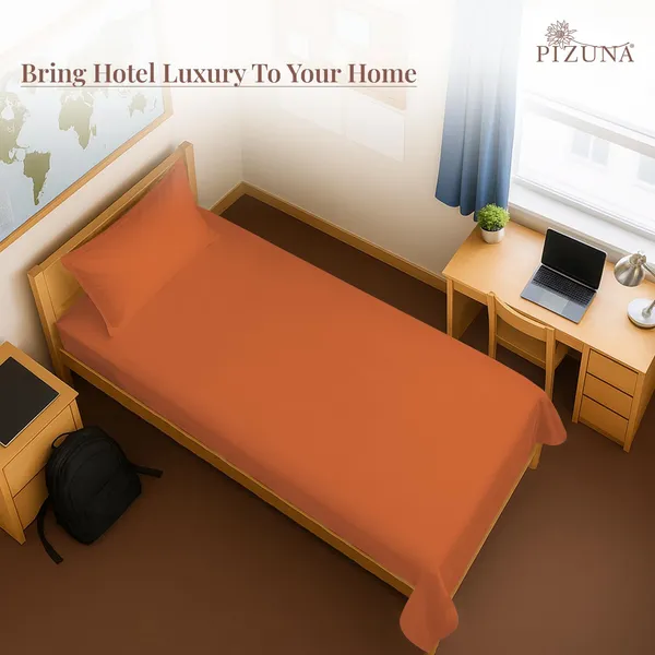 Cotton_Solid_Burnt_Orange_Single_Flat_Bedsheet_With_Pillow_Cover
