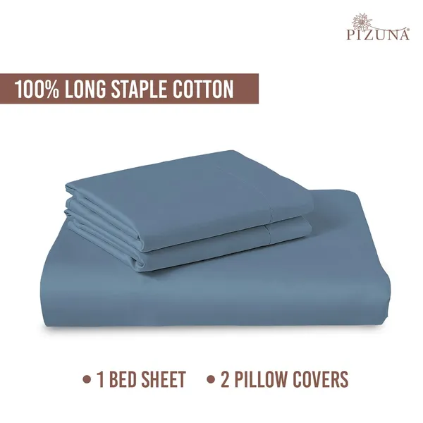 Pizuna_Cotton_Solid_Dusty_Blue_King_Flat_Bedsheet