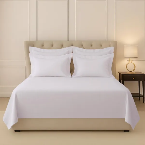 Pizuna_100%_Cotton_Solid_Light_Lilac_Super_King_Flat_Bedsheet_Set