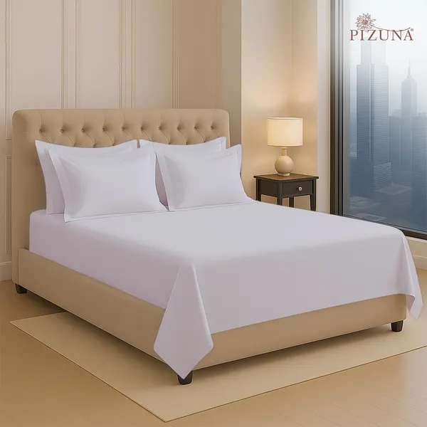 Pizuna_100%_Cotton_Solid_Light_Lilac_Super_King_Flat_Bedsheet_Set