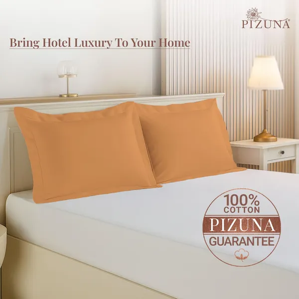 Pizuna_100%_Cotton_Solid_Apricot_Orange_Pillow_Cover_Set_Of_2