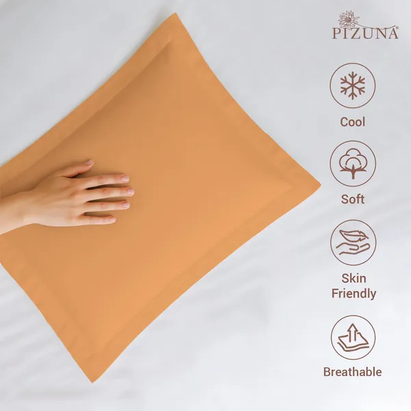 Pizuna_100%_Cotton_Solid_Apricot_Orange_Pillow_Cover_Set_Of_2