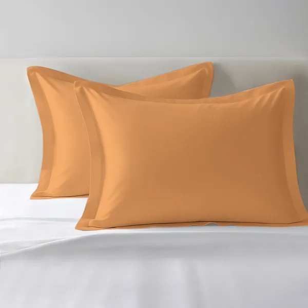 Pizuna_100%_Cotton_Solid_Apricot_Orange_Pillow_Cover_Set_Of_2