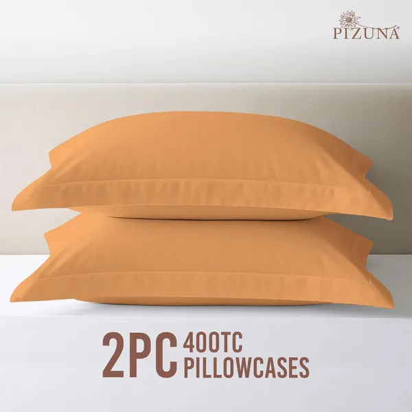 Pizuna_100%_Cotton_Solid_Apricot_Orange_Pillow_Cover_Set_Of_2