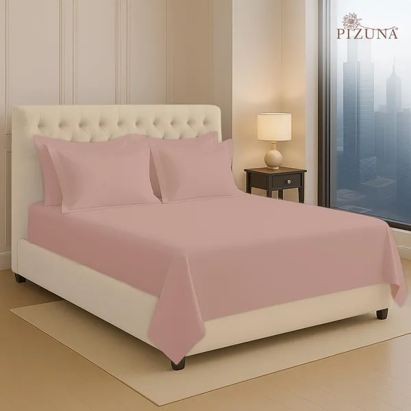 Cotton_Solid_Misty_Rose_Super_King_Flat_Bedsheet