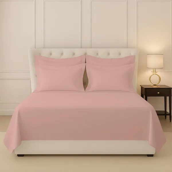 Cotton_Solid_Misty_Rose_Super_King_Flat_Bedsheet