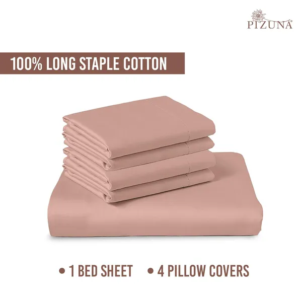 Cotton_Solid_Misty_Rose_Super_King_Flat_Bedsheet