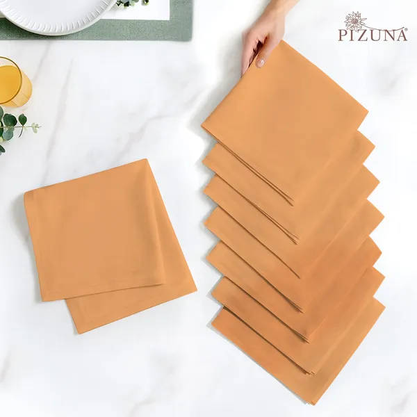 Cotton_Solid_Apricot_Orange_Dinner_Napkins_Set_Of_8