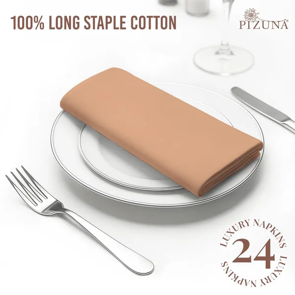 Cotton_Sateen_Solid_Peach_Dinner_Napkins_Set_Of_24