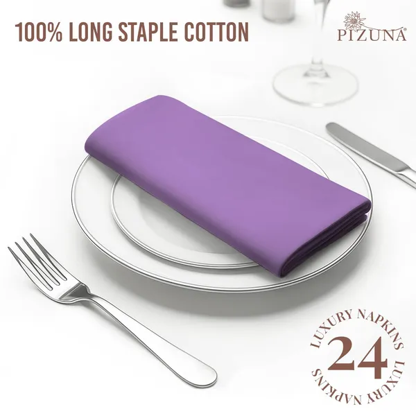 Cotton_Sateen_Solid_Purple_Dinner_Napkins_Set_Of_24