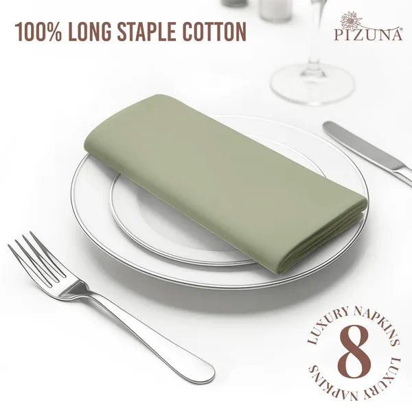 Cotton_Sateen_Solid_Light_Sage_Dinner_Napkins_Set_Of_8