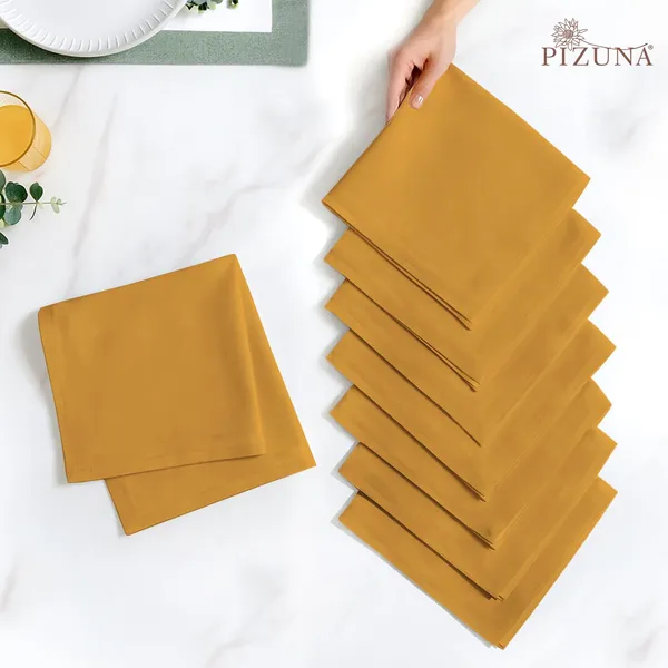 Cotton_Solid_Honey_Gold_Dinner_Napkins_Set_Of_8