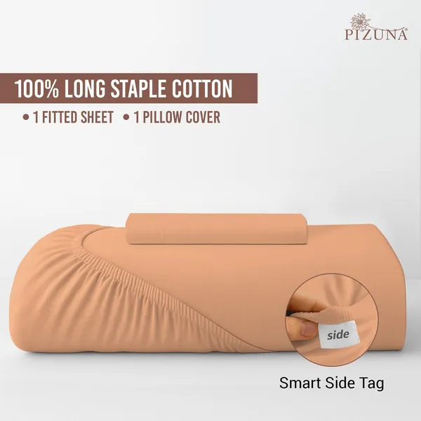 Peach_Cotton_Sateen_Solid_Single_Fitted_Bedsheet