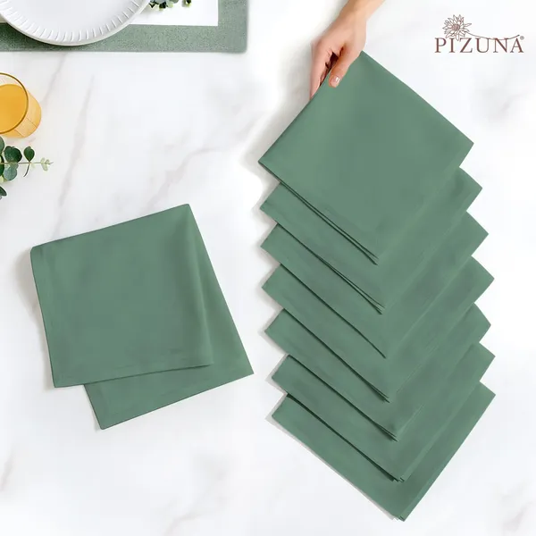 Cotton_Solid_Hedge_Green_Dinner_Napkins_Set_Of_8