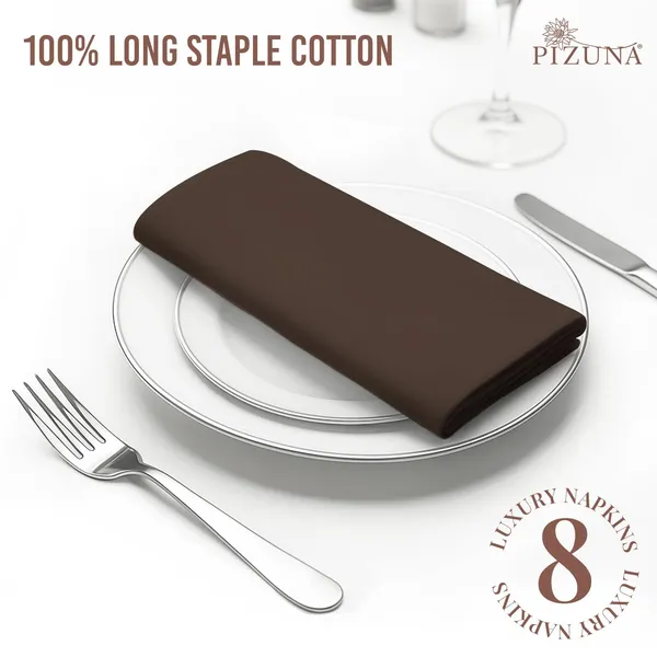 Cotton_Sateen_Solid_Dark_Brown_Dinner_Napkins_Set_Of_8