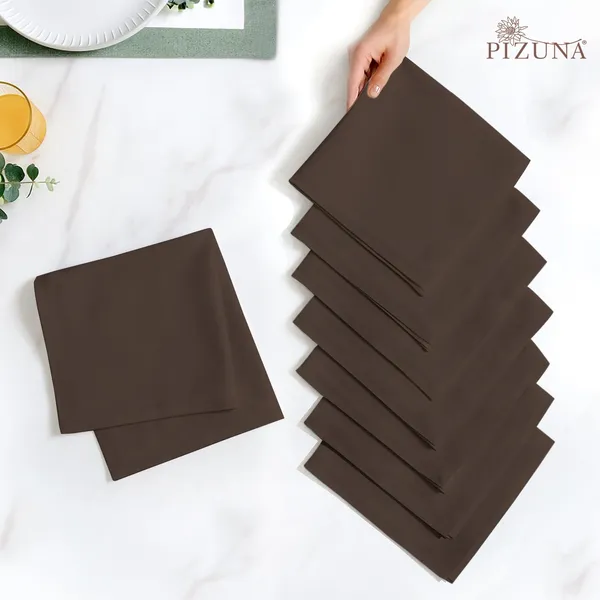 Cotton_Sateen_Solid_Dark_Brown_Dinner_Napkins_Set_Of_8