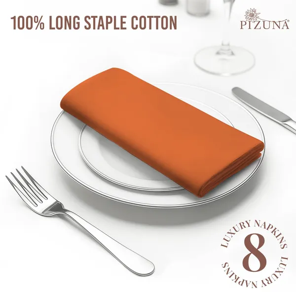 Cotton_Solid_Burnt_Orange_Dinner_Napkins_Set_Of_8