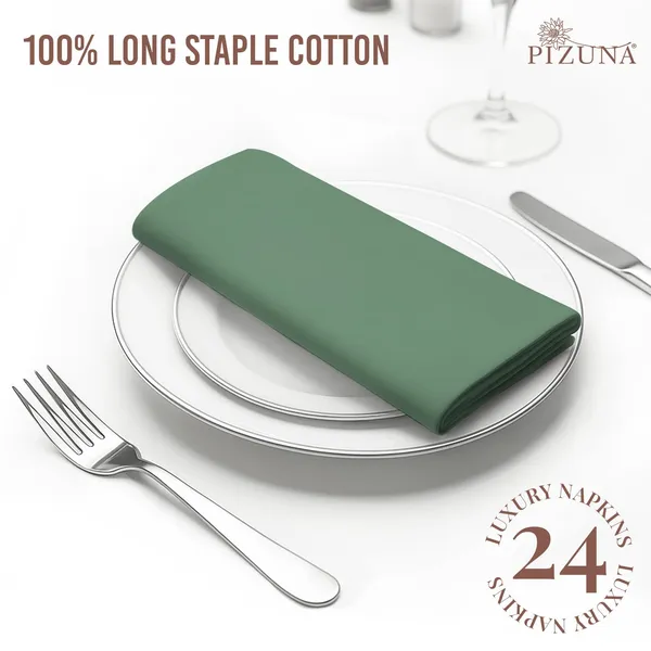 Cotton_Sateen_Solid_Hedge_Green_Dinner_Napkins_Set_Of_24