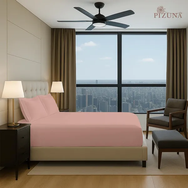 Cotton_Solid_Misty_Rose_Queen_Fitted_Bedsheet