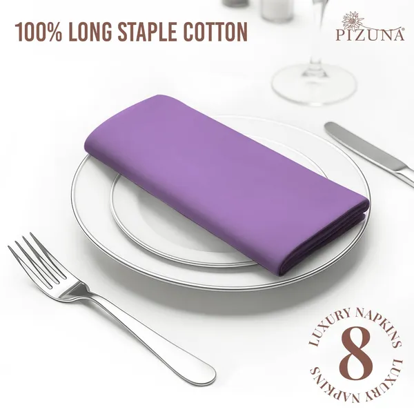 Cotton_Sateen_Solid_Purple_Dinner_Napkins_Set_Of_8