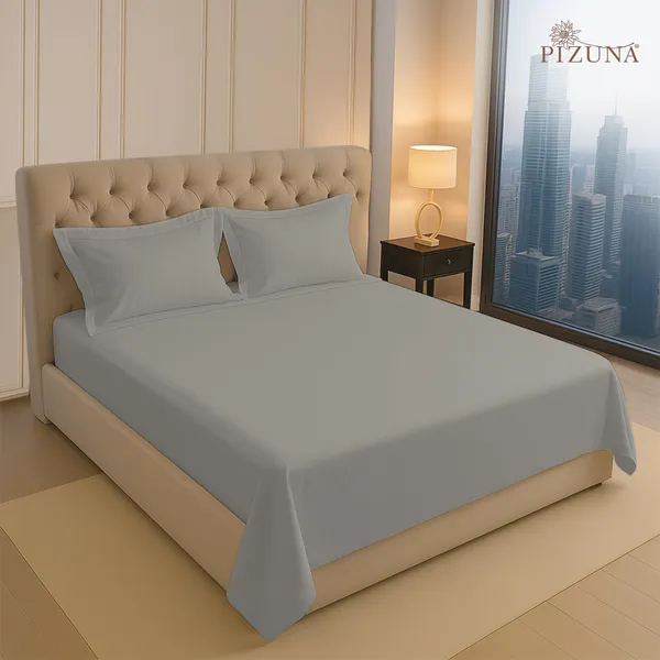 Pizuna_Cotton_Solid_Ash_Grey_Queen_Bedsheet