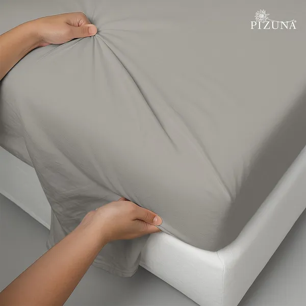 Pizuna_Cotton_Solid_Ash_Grey_Queen_Bedsheet