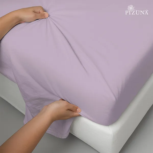 Pizuna_Cotton_Solid_Lavender_Frost_Queen_Bedsheet