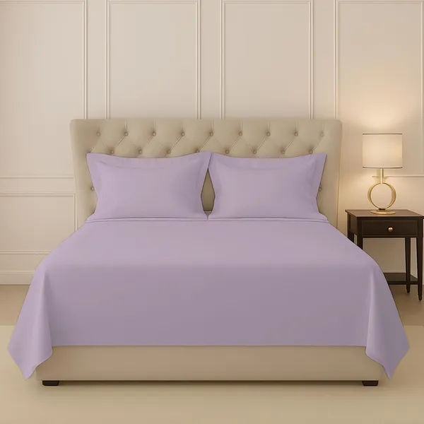 Pizuna_Cotton_Solid_Lavender_Frost_Queen_Bedsheet