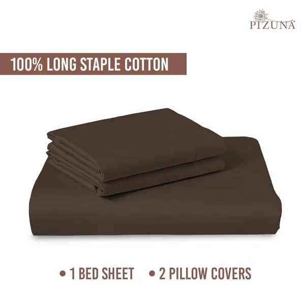 Pizuna_Cotton_Solid_Dark_Brown_Queen_Bedsheet